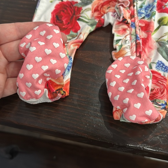 Double the Sprinkles Newborn Floral Ruffle Zipper Pajamas - Picture 2 of 5